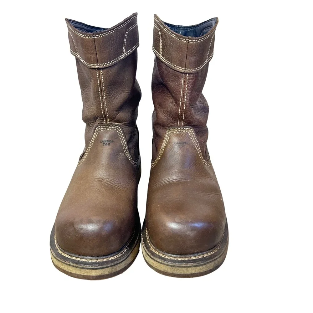 KEEN Utility Mens Brown Leather Carbon‎ Toe Pull On Work Boots 9D Construction